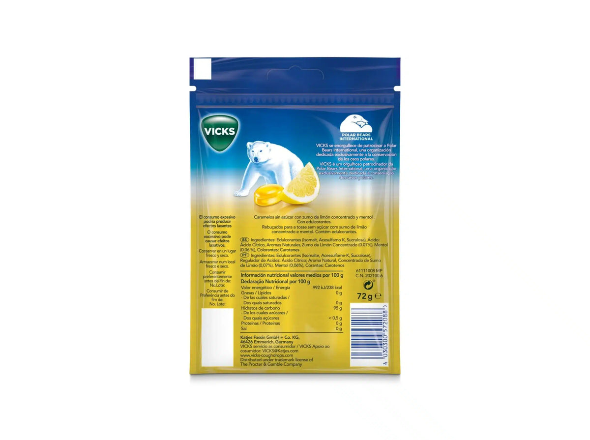 Vicks rebuçados limão mentol 20x72g