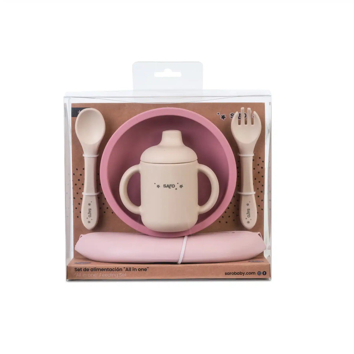 Saro conjunto de alimentação silicone "all in one" blossom+sand+dusty pînk