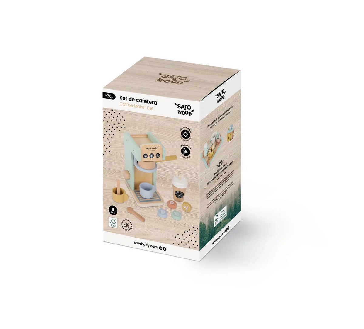 Saro conjunto de cafeteira de madeira +3 anos 11 peças