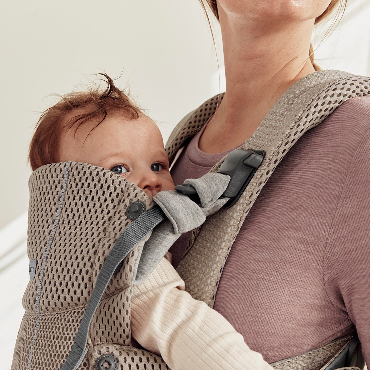 Babybjorn porta bebé/marsúpio harmony tecido 3d mesh bege acinzentado
