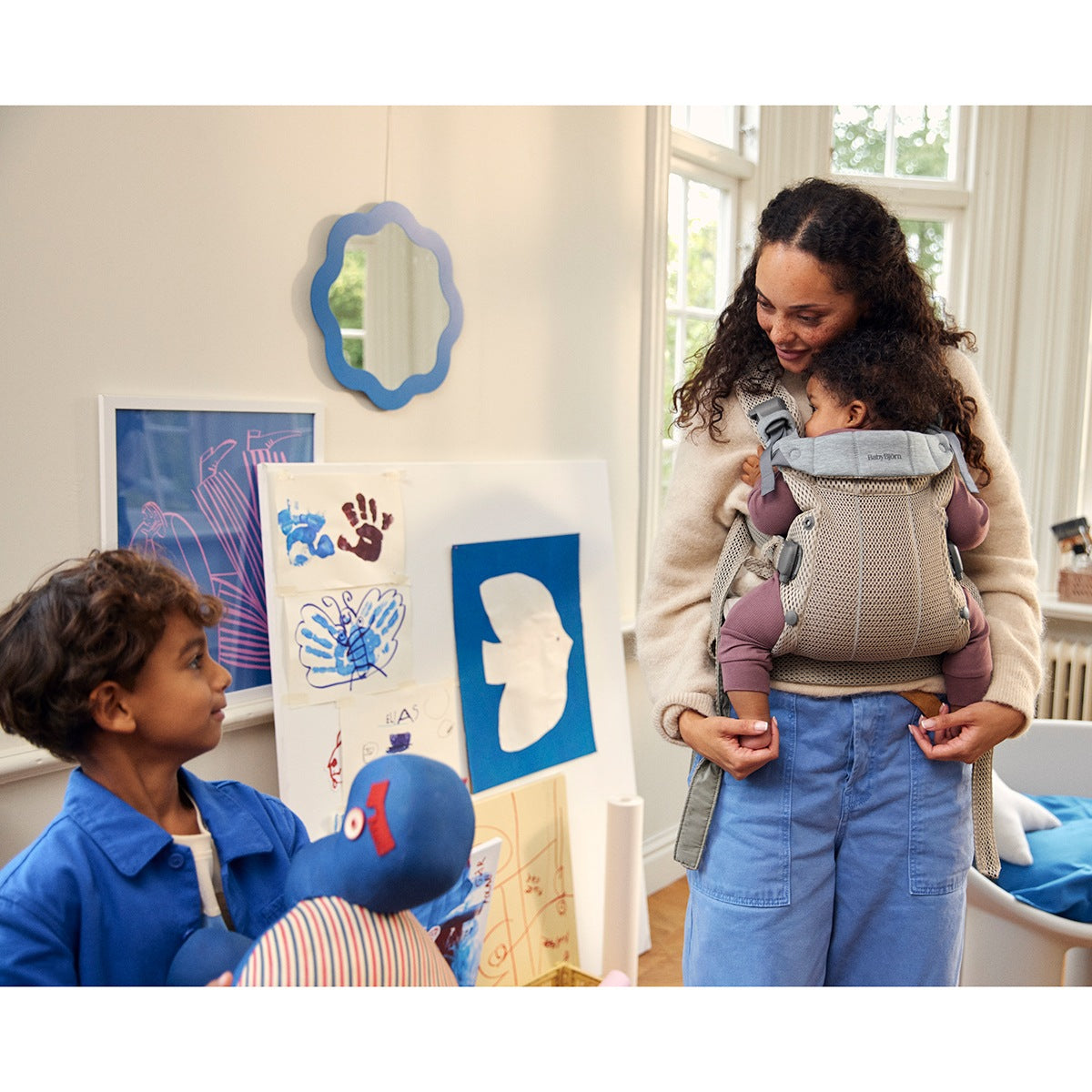 Babybjorn porta bebé/marsúpio harmony tecido 3d mesh bege acinzentado
