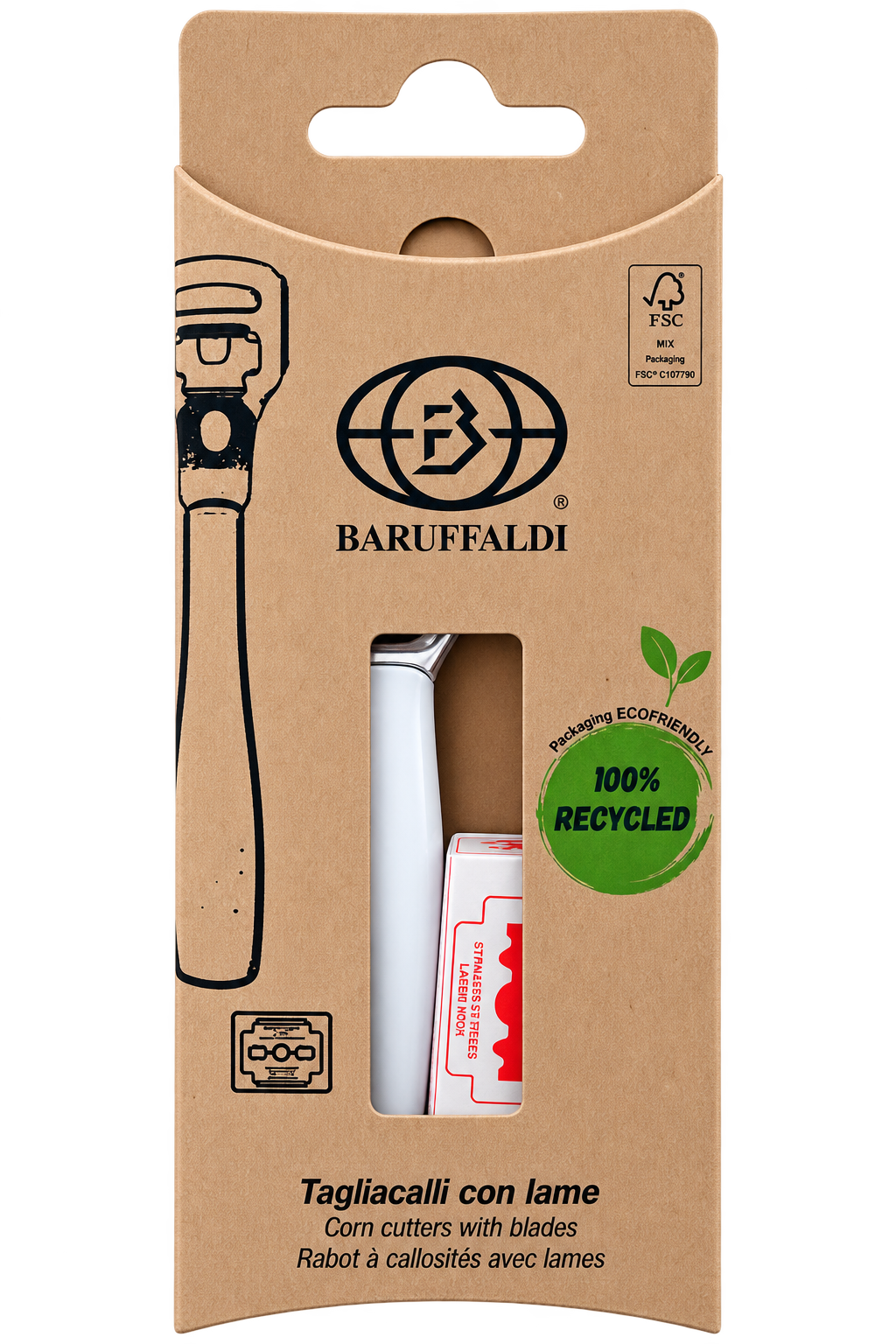 Baruffaldi corta calos plástico + 10 lâminas