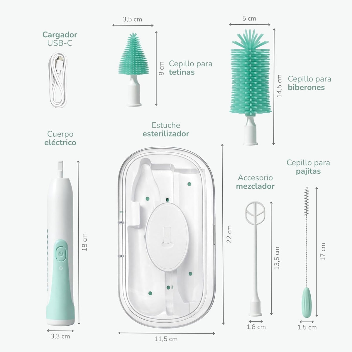 Bebédue medic babyswirl uv 4 em 1 – conjunto de limpeza para biberões, garrafas, tetinas e misturador