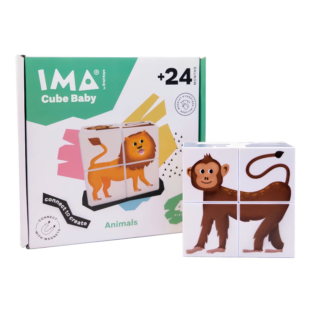 Braintoys imanix cube baby animais 4 peças + 24 meses