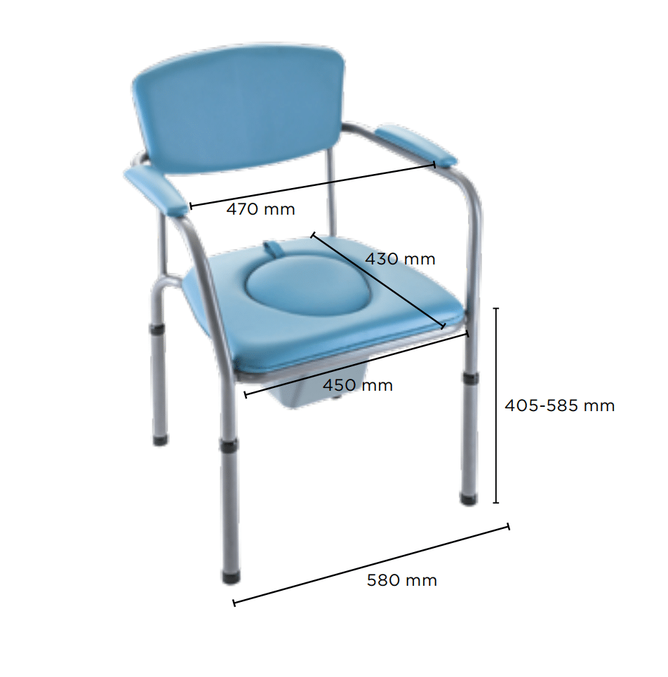 Cadeira sanitária omega almofadada azul