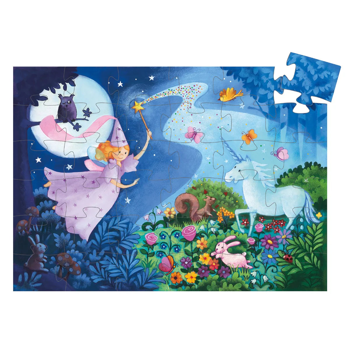 Djeco a fada e o unicórnio - puzzle silhueta 36 peças +4 anos