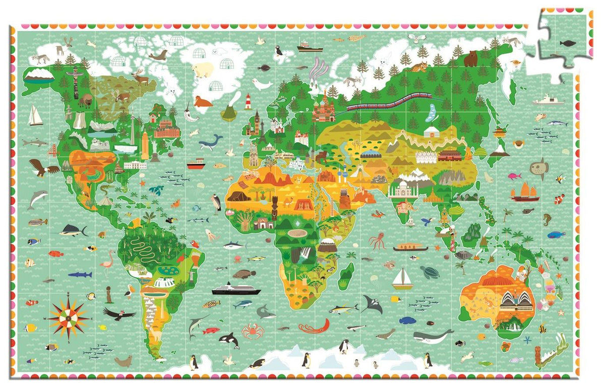 Djeco ao redor do mundo - puzzle de observação 200 peças com livro +6 anos