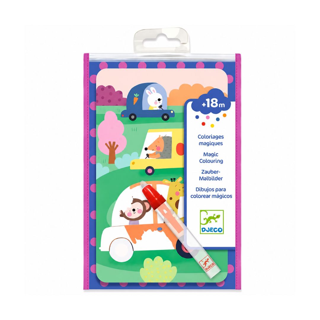 Djeco arts crafts na estrada jogo de colorir com água + 18 meses