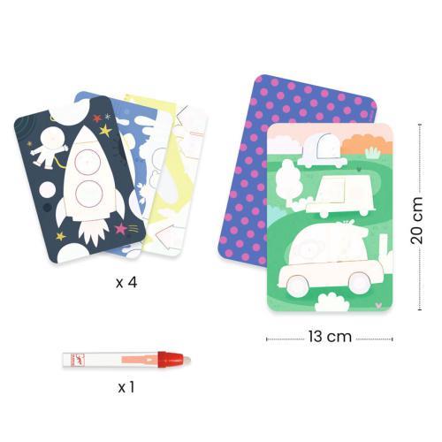 Djeco arts crafts na estrada jogo de colorir com água + 18 meses