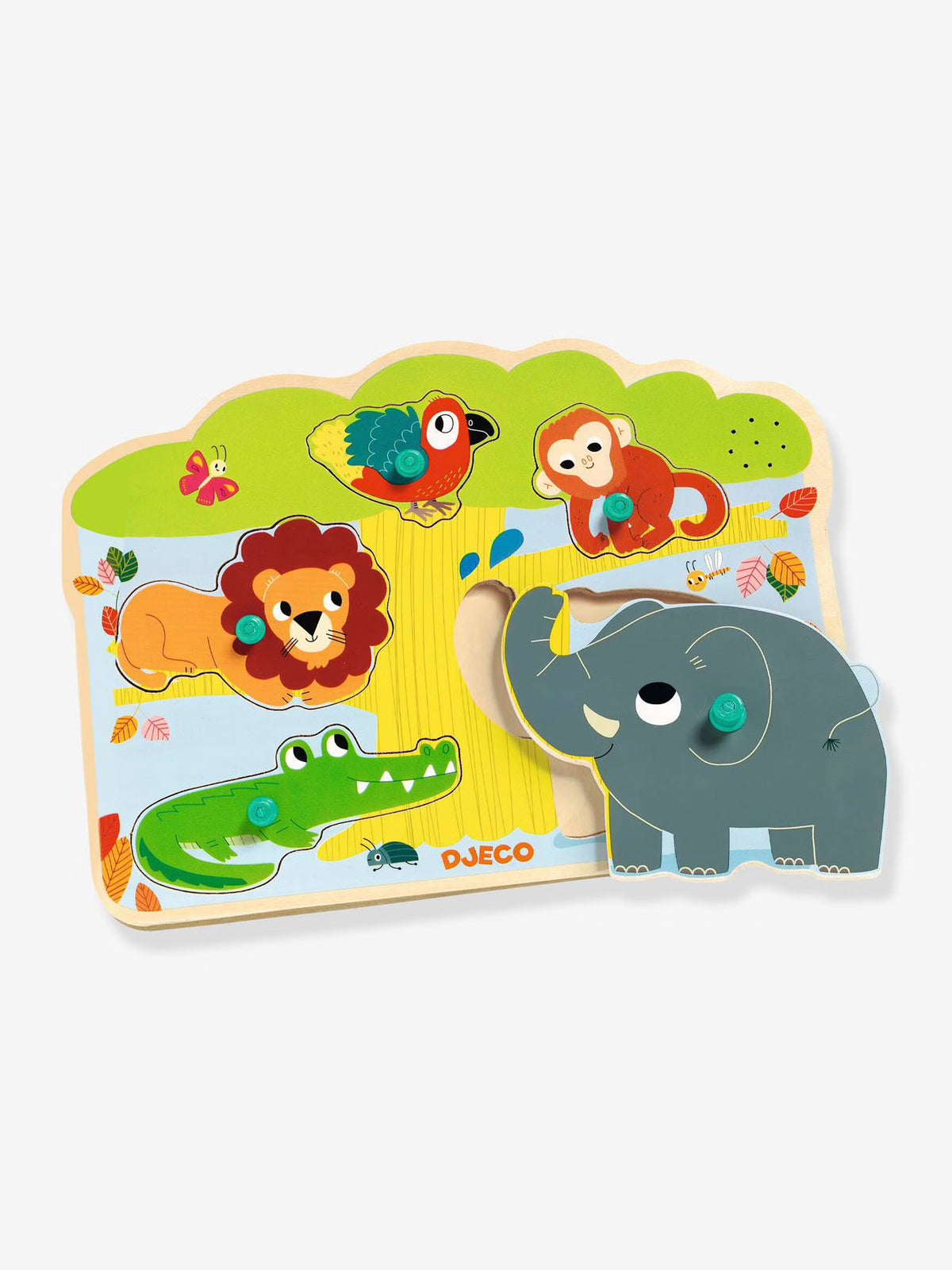 Djeco baobab - puzzle sonoro de madeira c/ animais + 12 meses