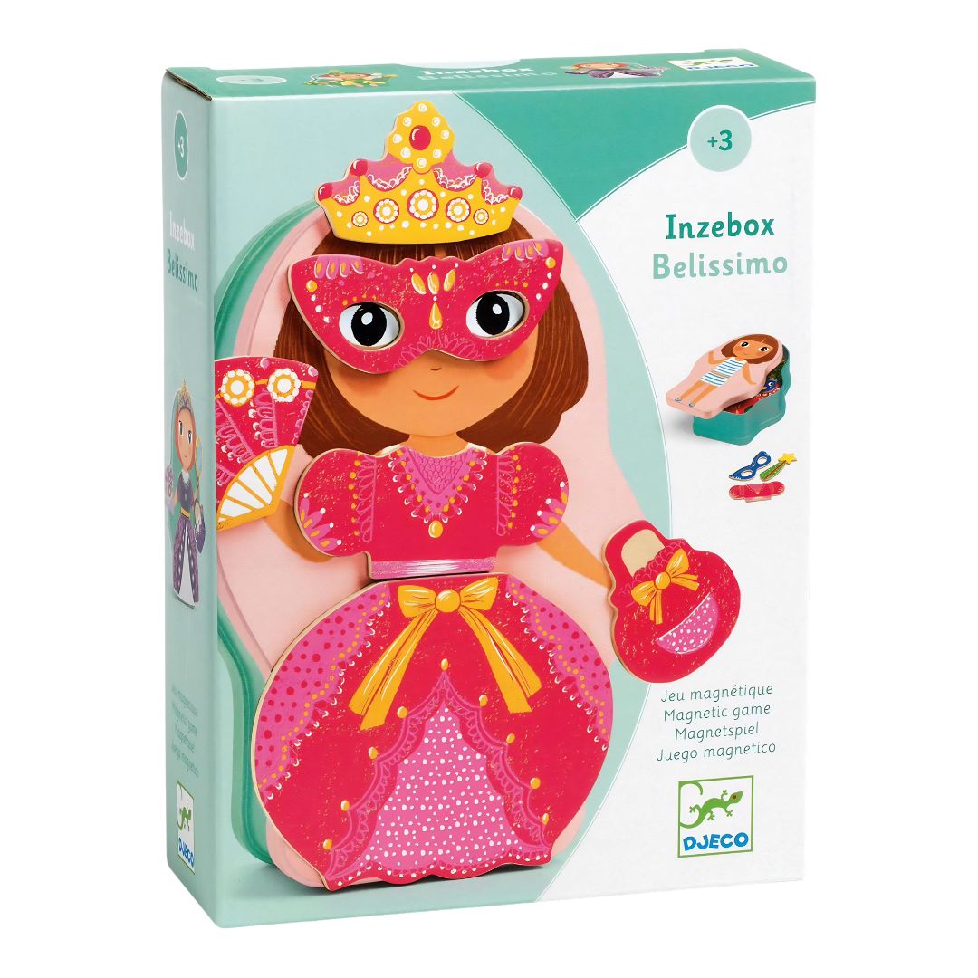 Djeco belissimo - inzebox caixa de metal c/ íman princesa + 3 anos