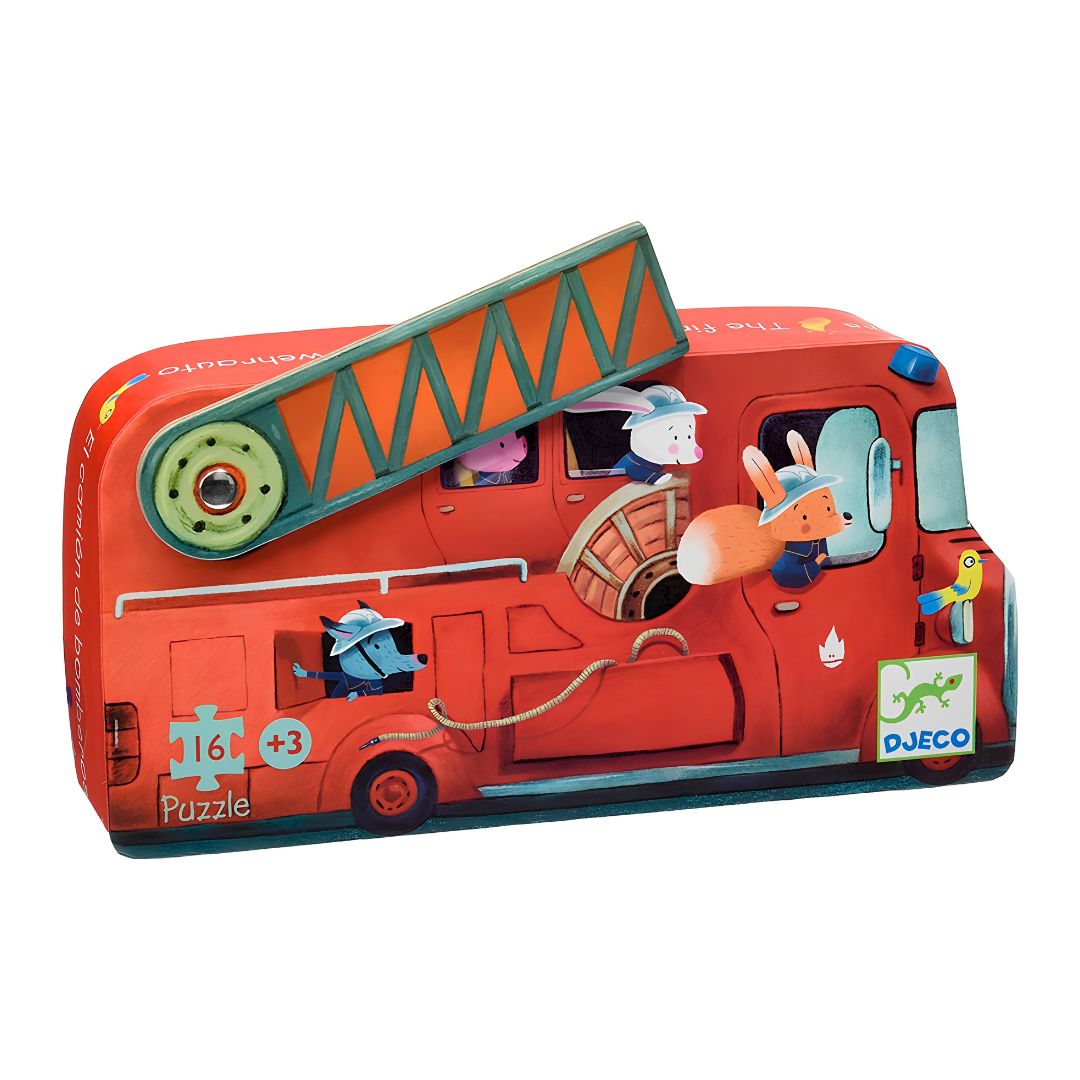 Djeco camião dos bombeiros - puzzle silhueta 16 peças +3 anos