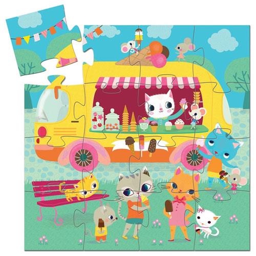 Djeco carrinha dos gelados - puzzle silhueta 16 peças +3 anos