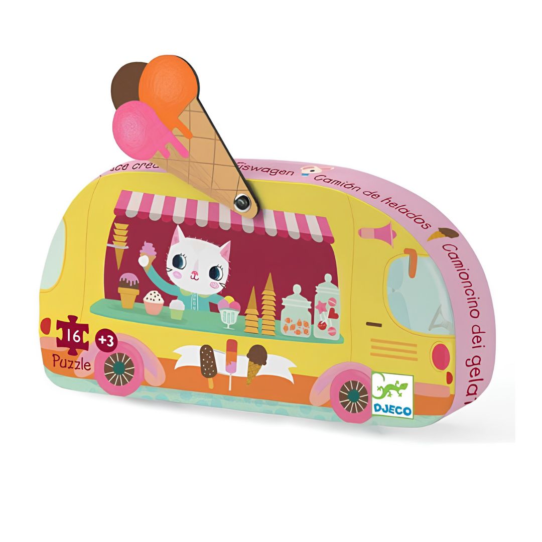 Djeco carrinha dos gelados - puzzle silhueta 16 peças +3 anos