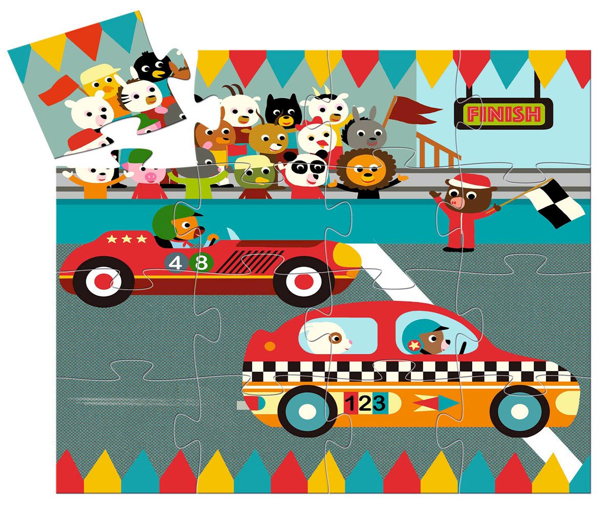 Djeco carro de corrida - puzzle silhueta 16 peças +3 anos