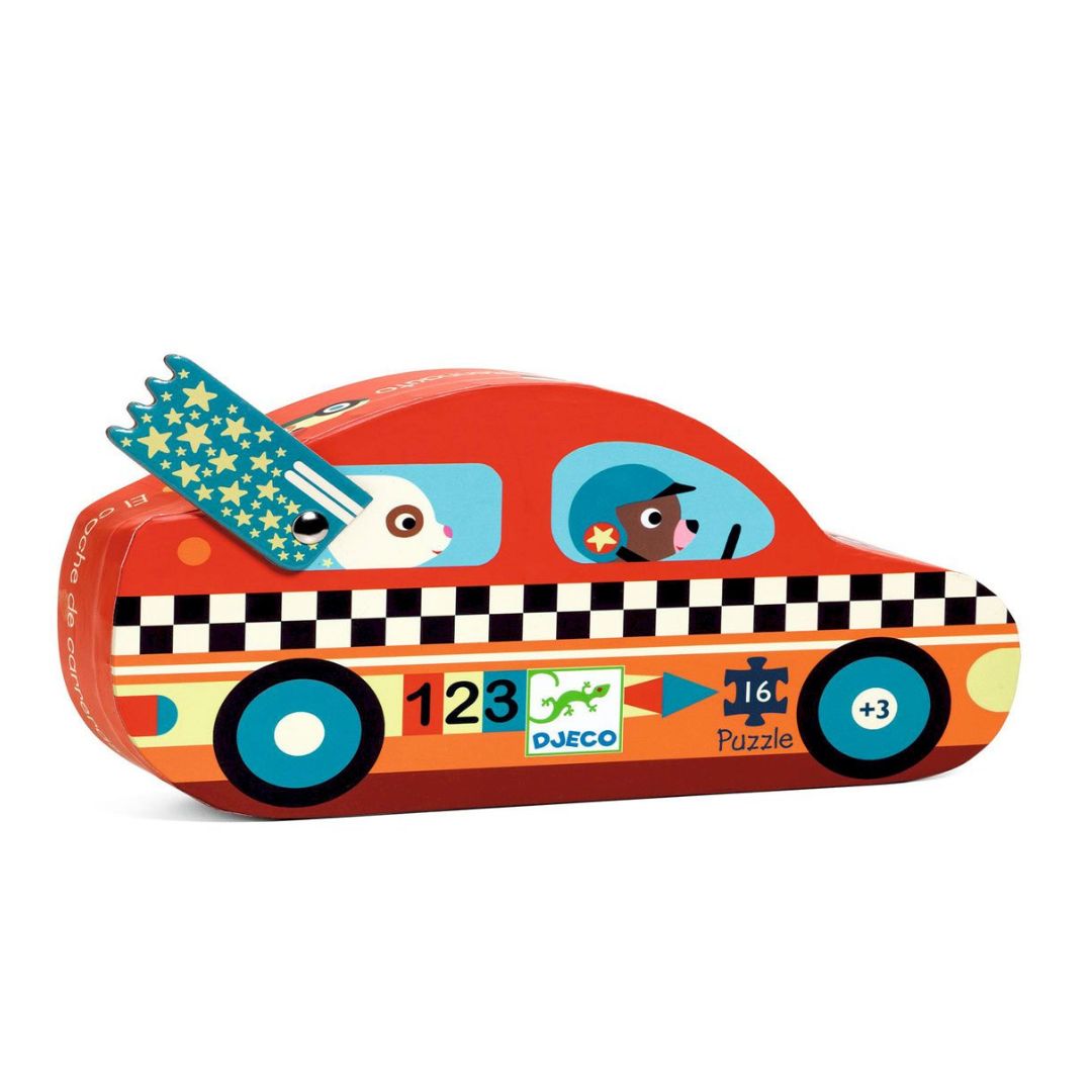 Djeco carro de corrida - puzzle silhueta 16 peças +3 anos