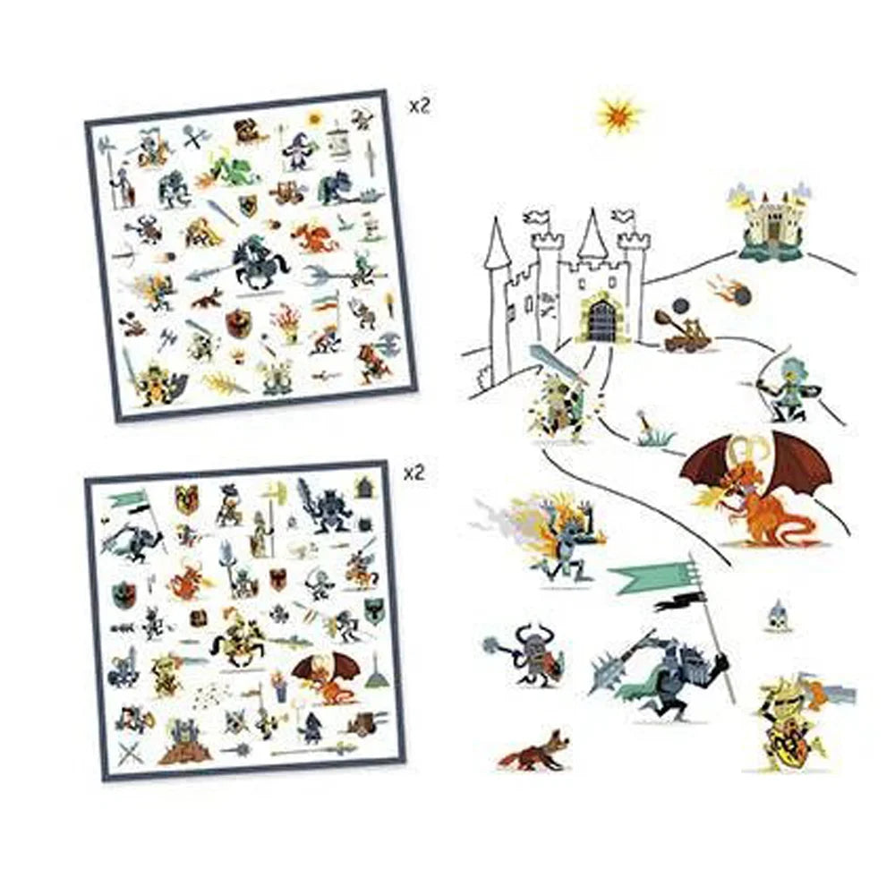 Djeco cavaleiros - 160 autocolantes criativos +4 anos
