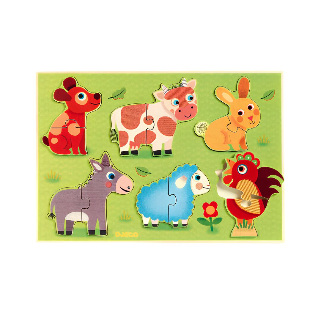 Djeco coucou cow - puzzle formas e animais + 18 meses