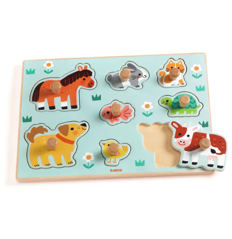 Djeco dog n co - puzzle c/ pega animais + 12 meses