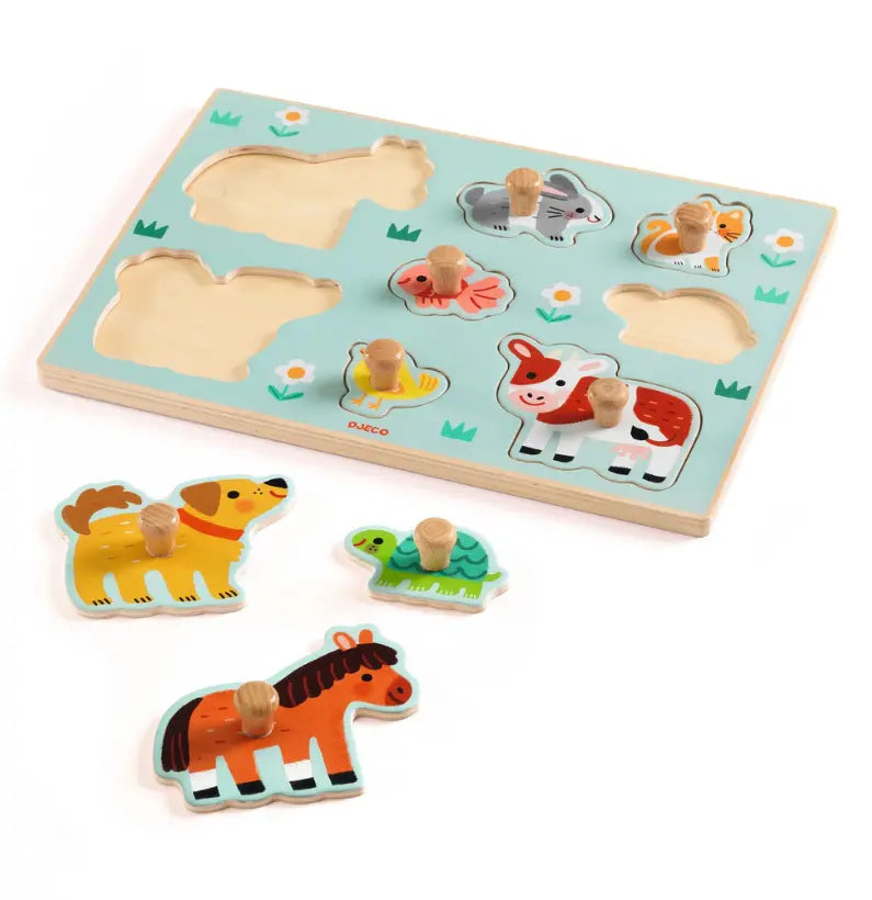 Djeco dog n co - puzzle c/ pega animais + 12 meses