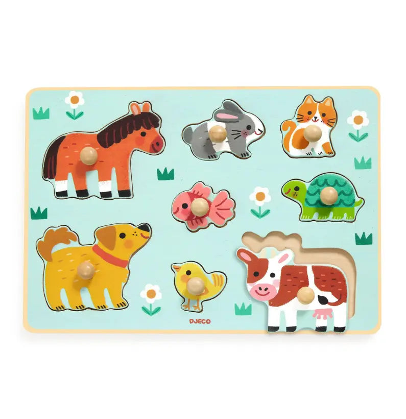 Djeco dog n co - puzzle c/ pega animais + 12 meses