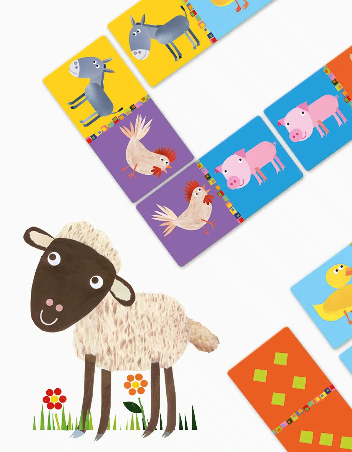 Djeco domino farm - jogo de dominó com animais da quinta +2 anos