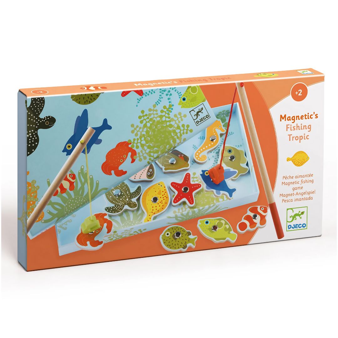 Djeco fishing tropic jogo de pesca magnético + 24 meses