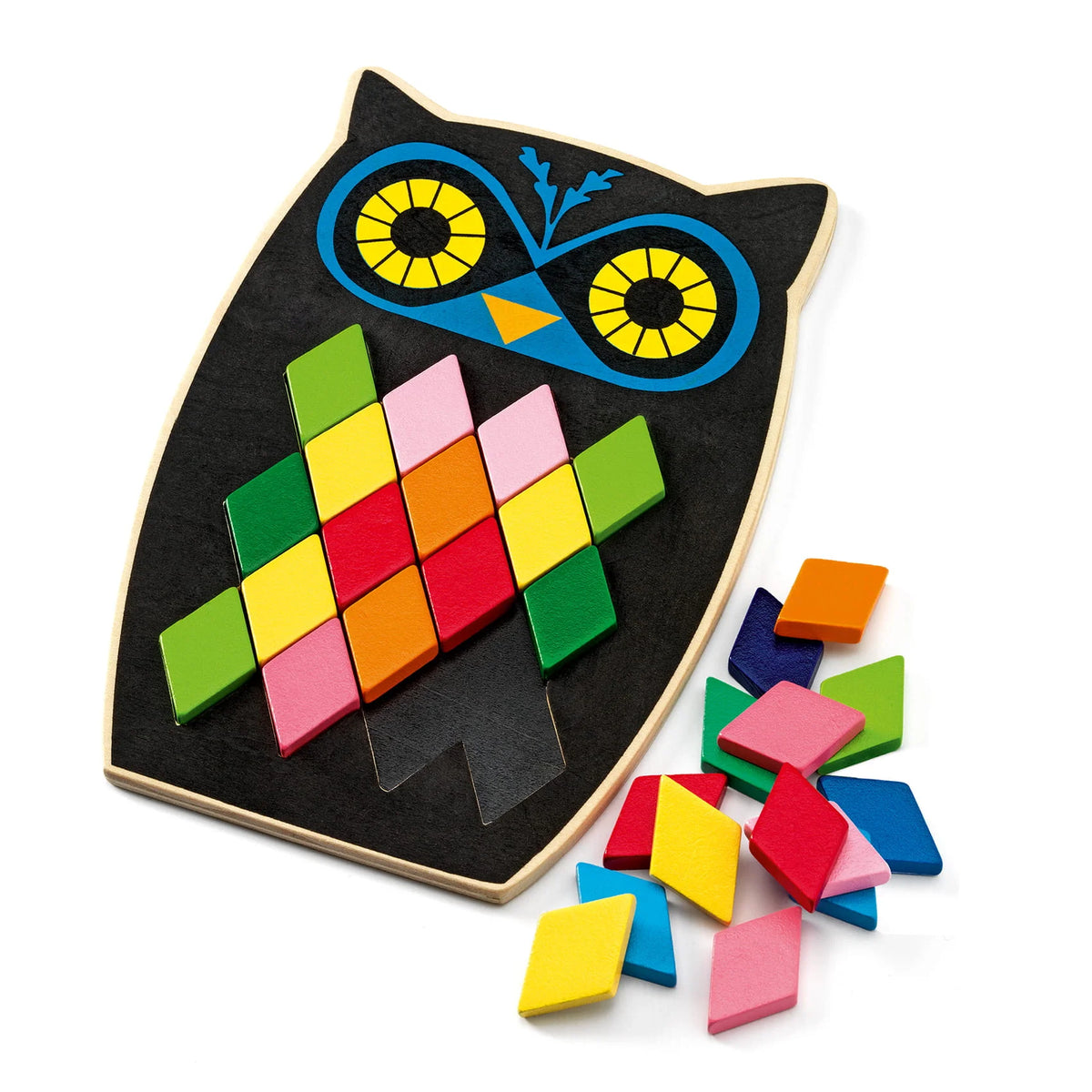 Djeco mosa boo - mosaicos coloridos p/ completar corujas + 3 anos