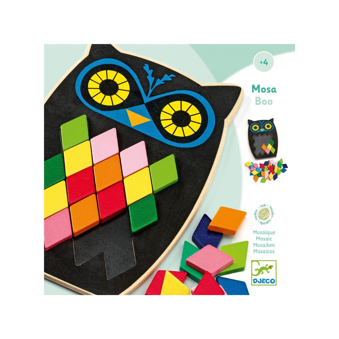 Djeco mosa boo - mosaicos coloridos p/ completar corujas + 3 anos