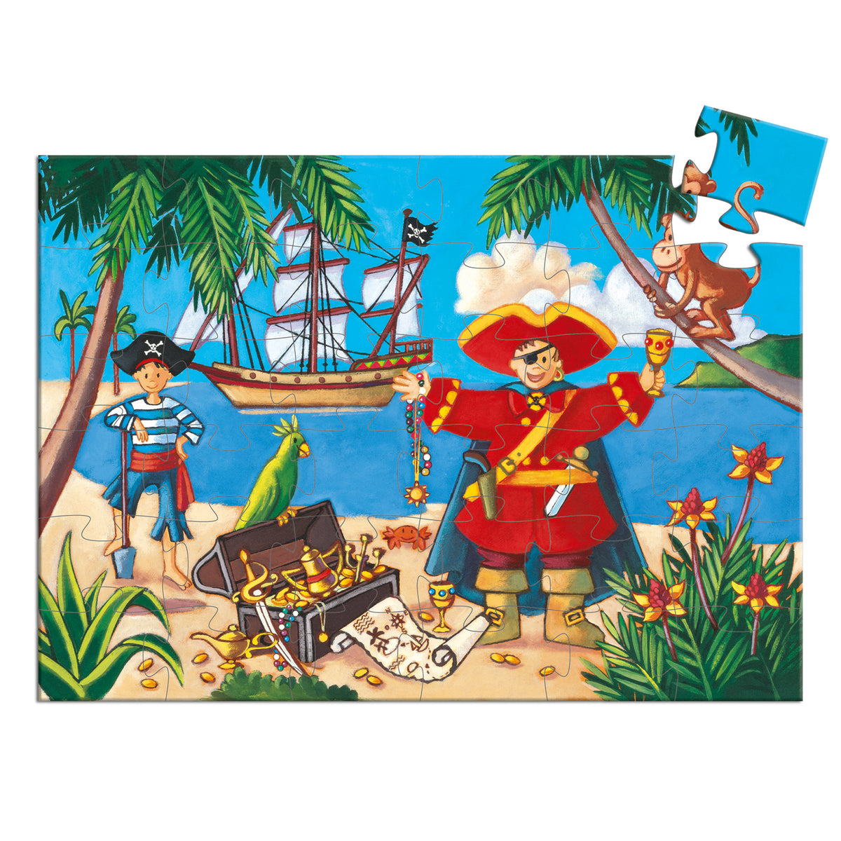 Djeco o pirata e o seu tesouro - puzzle silhueta 36 peças +4 anos