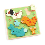 Djeco puzz & play friends - puzzle de madeira c/ animais + 18 meses
