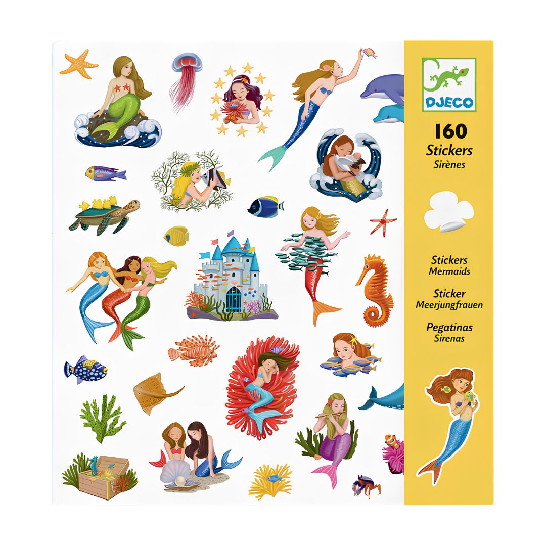 Djeco sereias brilhantes - 160 autocolantes glitter +4 anos