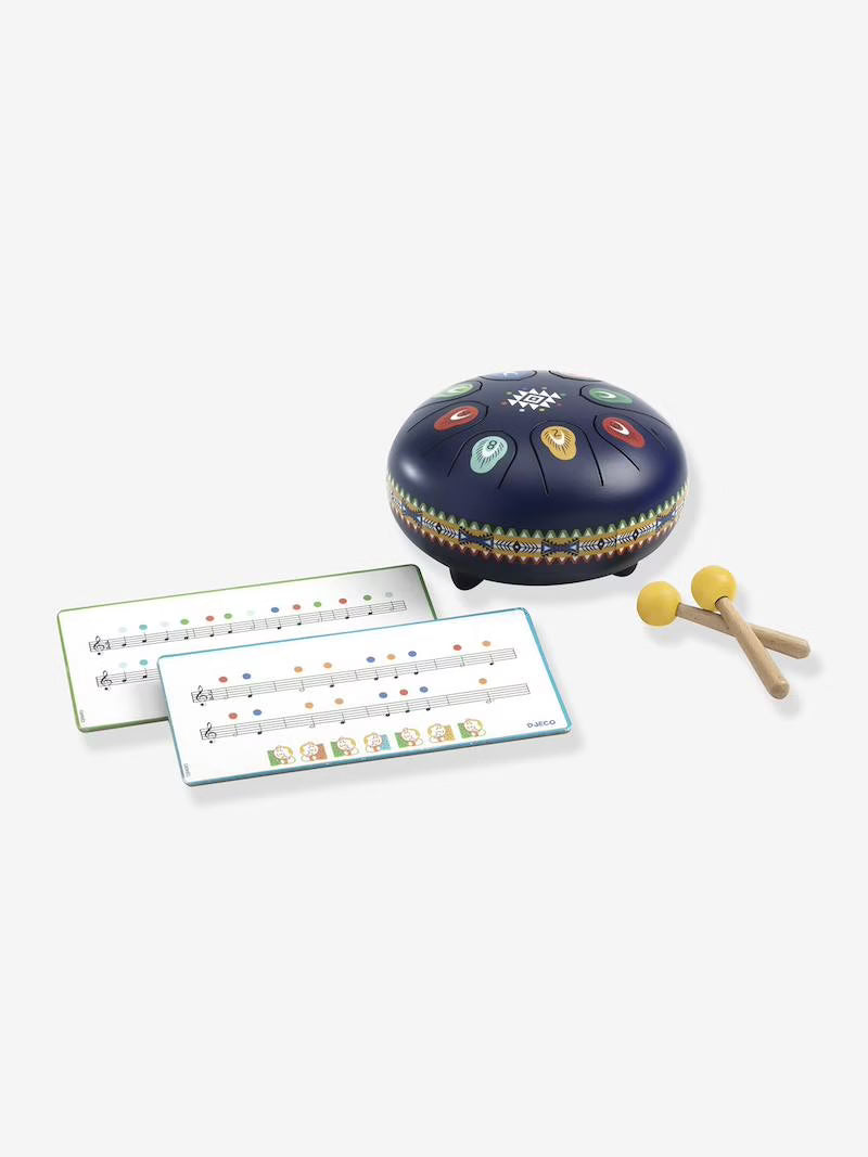 Djeco tambor de aço azul 8 notas - instrumento musical infantil +5 anos