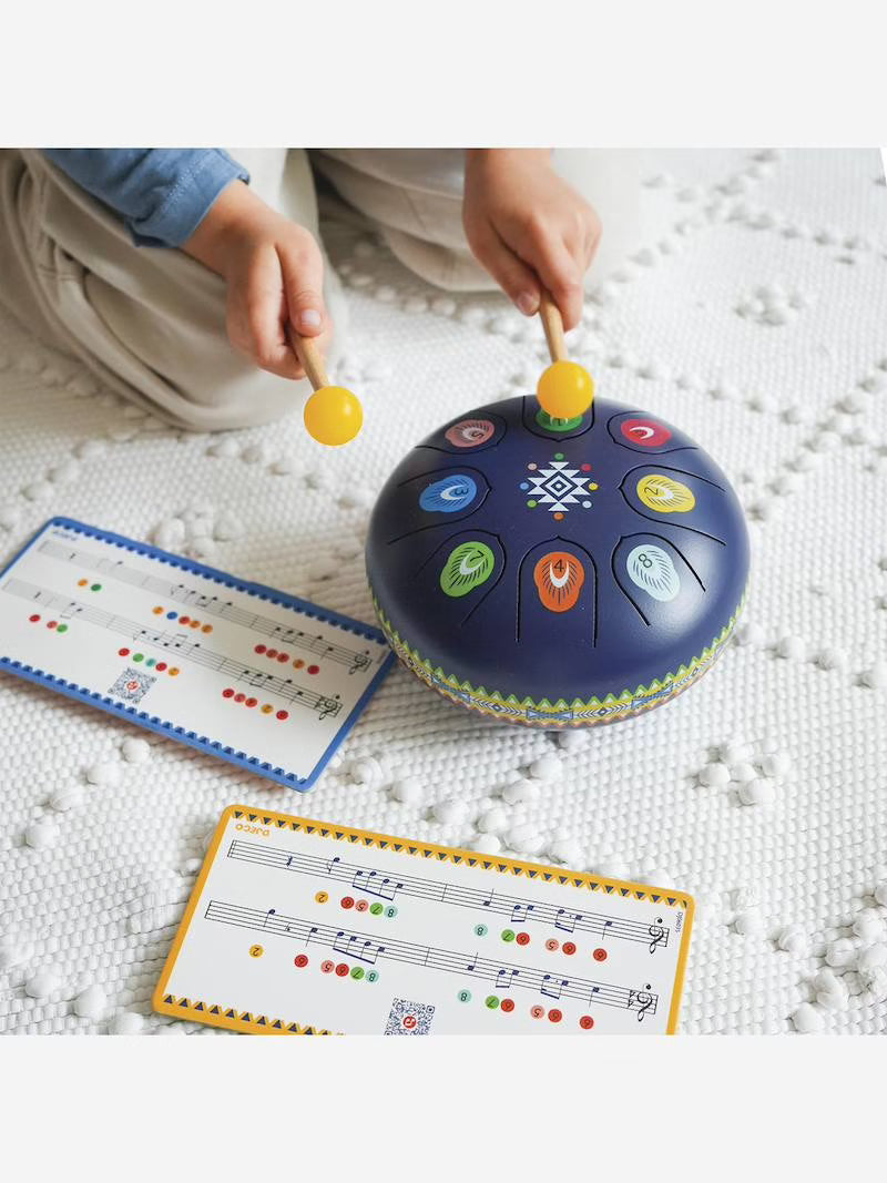 Djeco tambor de aço azul 8 notas - instrumento musical infantil +5 anos