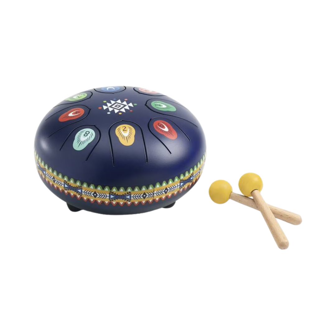 Djeco tambor de aço azul 8 notas - instrumento musical infantil +5 anos