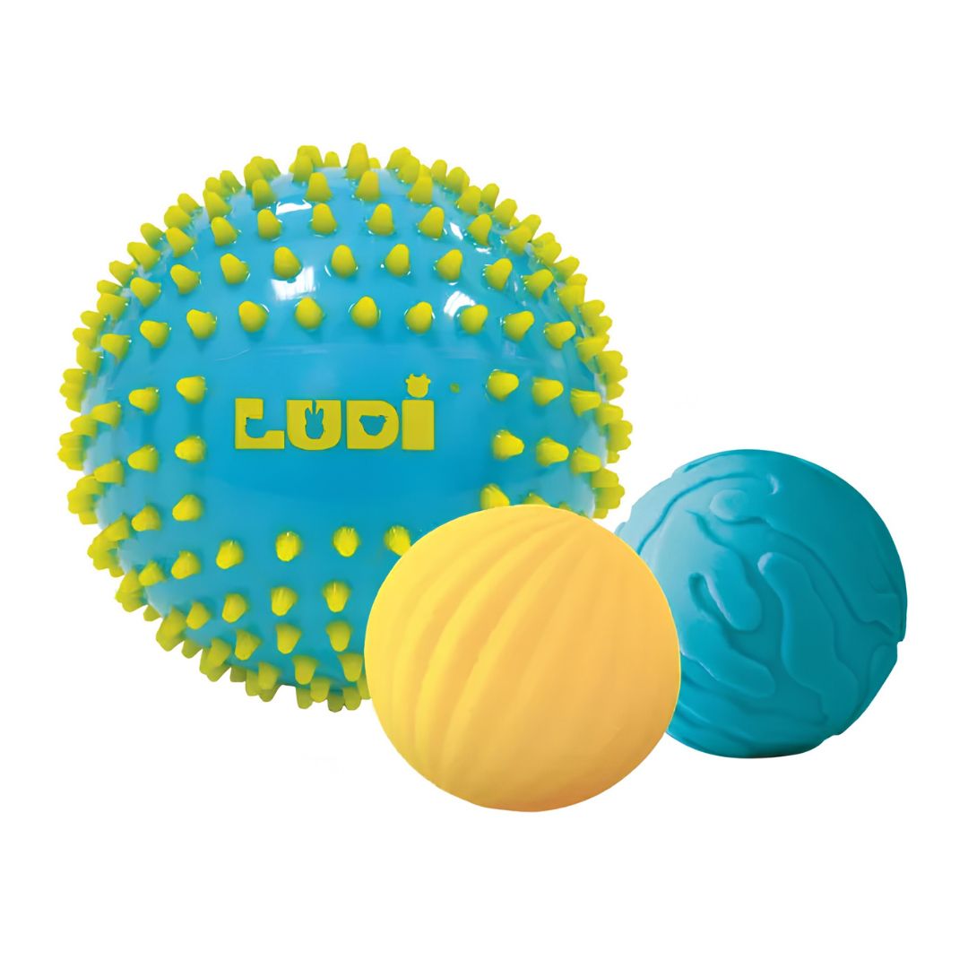 Ludi 3 bolas sensoriais azul para bebé +6 meses