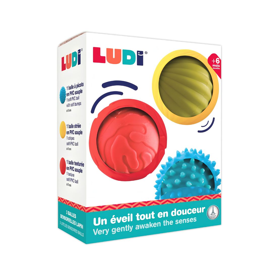 Ludi 3 bolas sensoriais para bebé +6 meses
