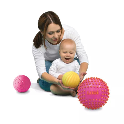 Ludi 3 bolas sensoriais rosa para bebé +6 meses