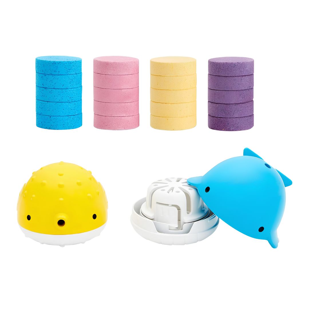 Munchkin colour buddies dispensadores de banho e pastilhas coloridas 22 unidades +24 meses