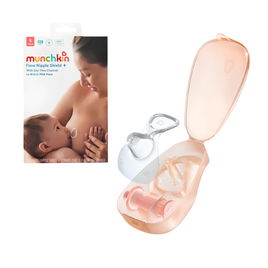 Munchkin kit flow protetor de mamilo com canal transparente tamanho s - 16mm