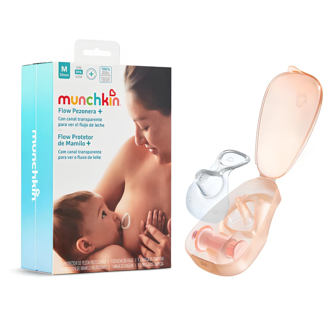 Munchkin kit flow protetor de mamilo com canal transparente tamanho m - 20mm