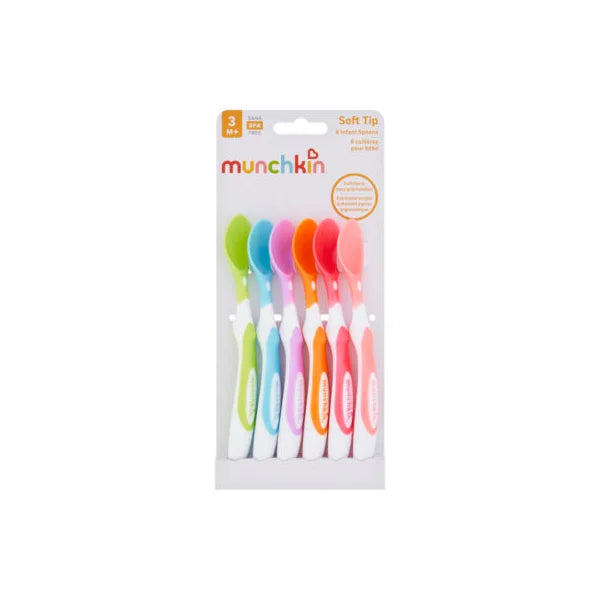 Munchkin soft tip pack 6 colheres ergonómicas ponta macia 3m+