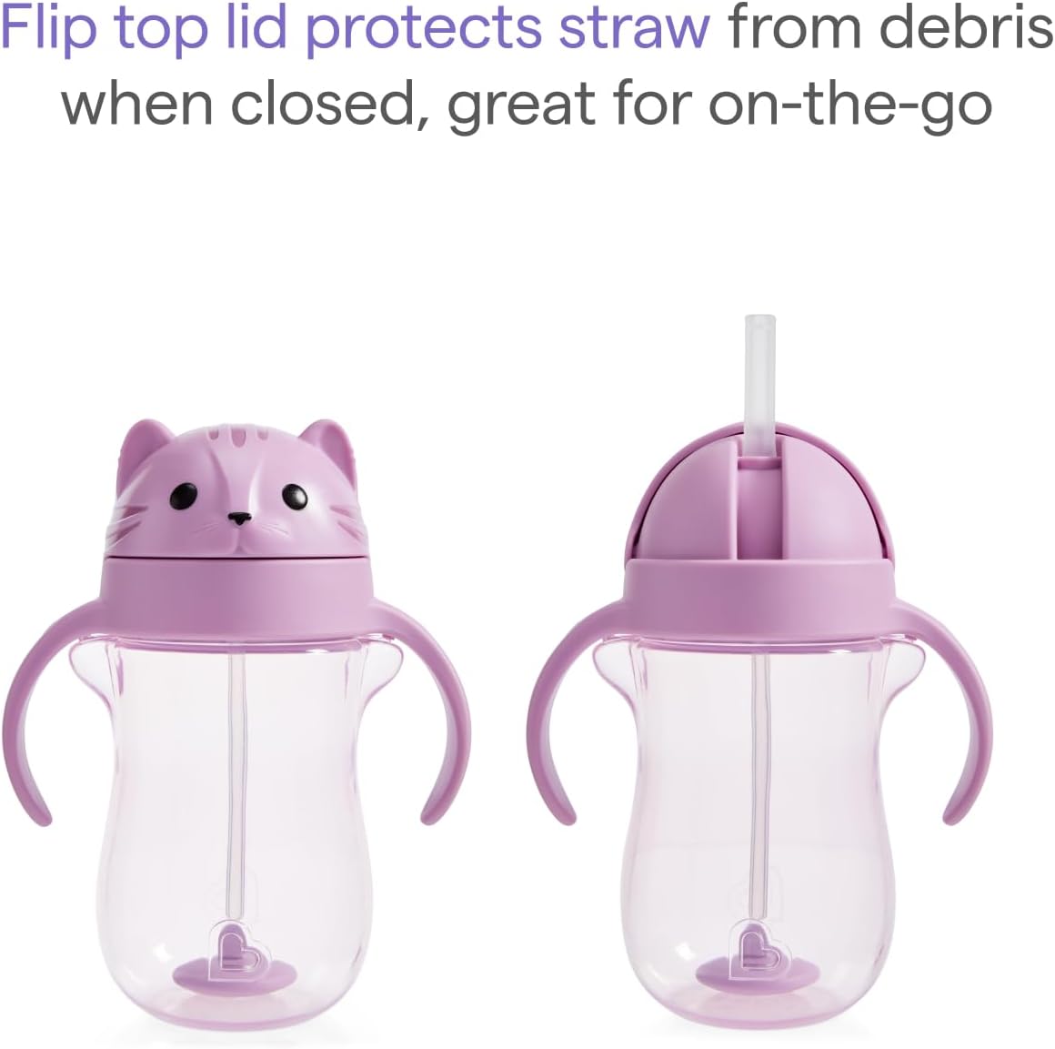 Munchkin tip & sip copo antiderrame palhinha com peso lilás +9 meses 296 ml