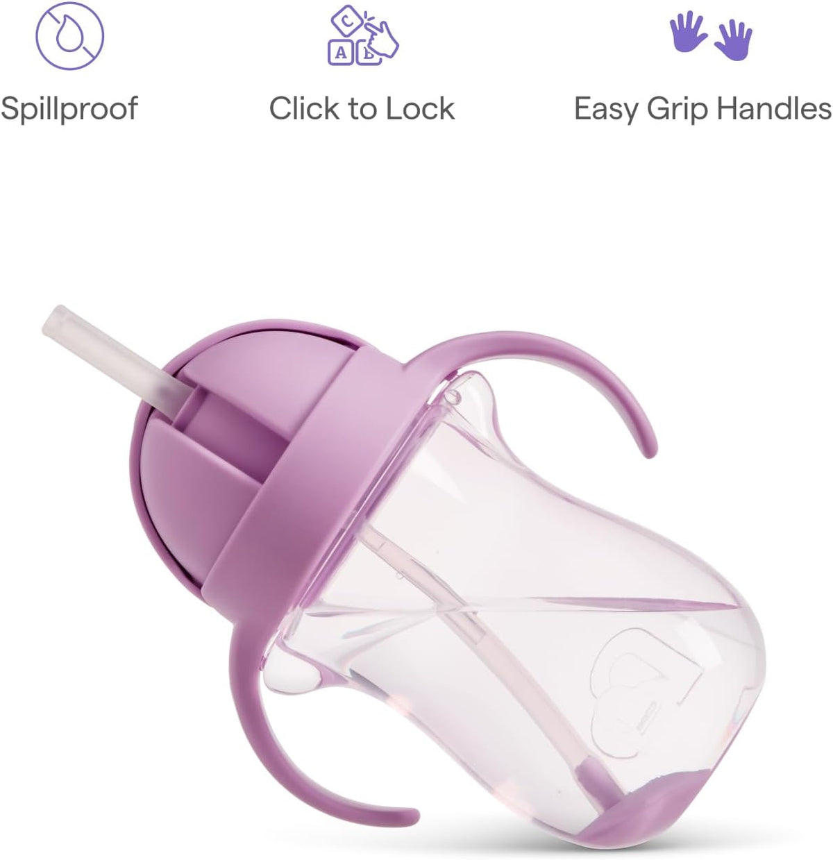 Munchkin tip & sip copo antiderrame palhinha com peso lilás +9 meses 296 ml