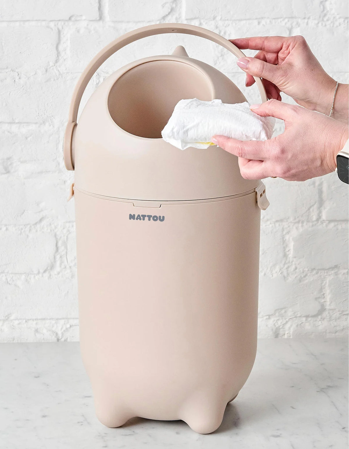 Nattou dropy contentor para fraldas bege