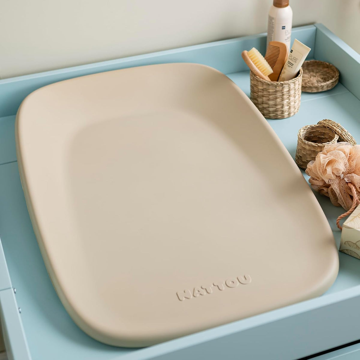 Nattou softy muda fraldas espuma (pu) lavável 70x50 bege