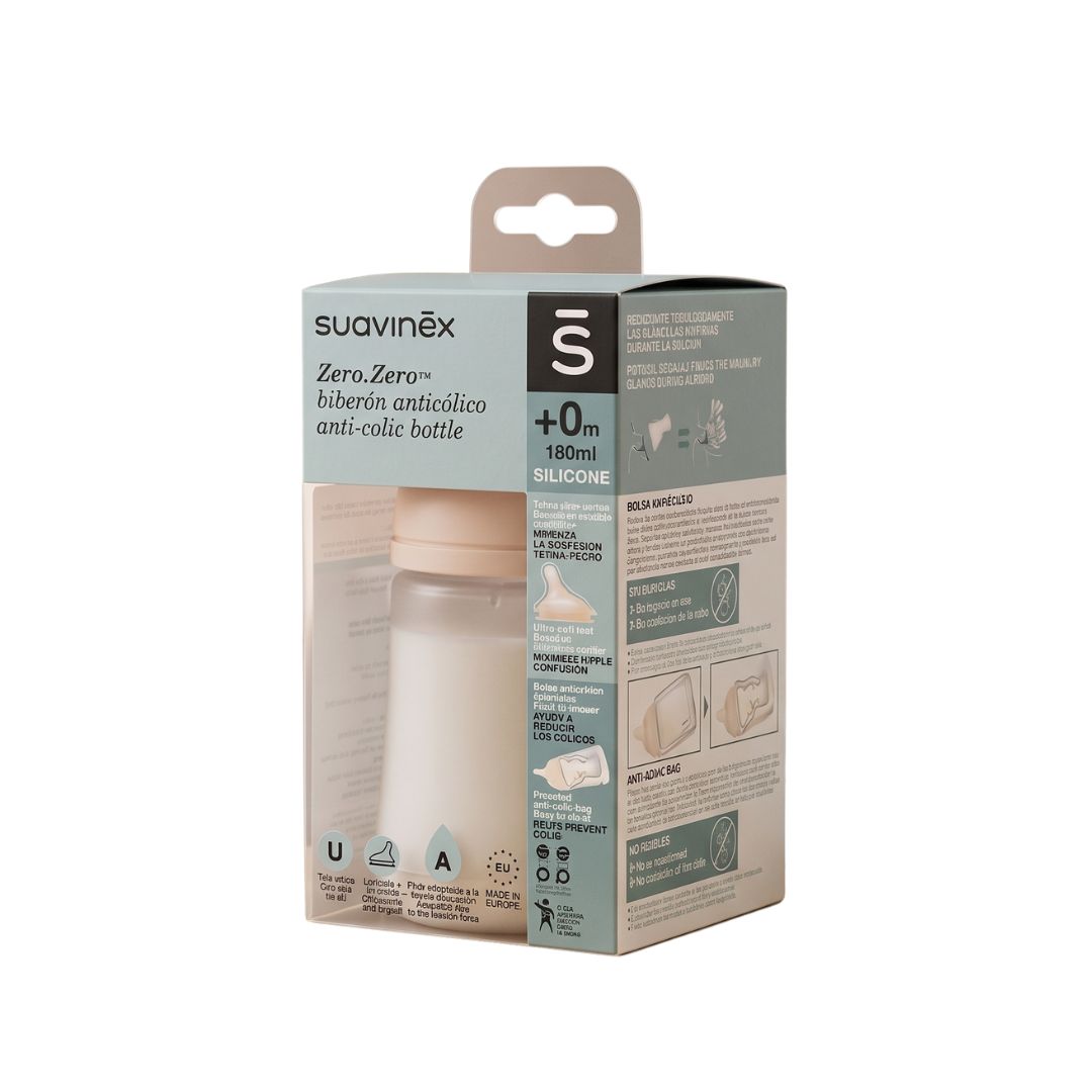 Suavinex biberão zero zero anticólicas amamentação mista silicone fair 180ml