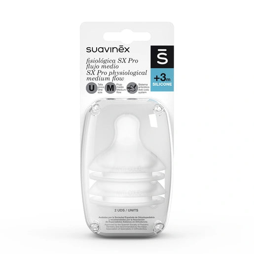 Suavinex tetina fisiológica sx pro fluxo médio silicone 2 unidades