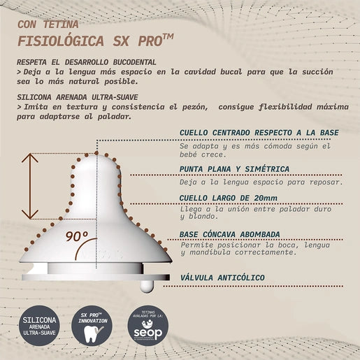 Suavinex tetina fisiológica sx pro fluxo denso l silicone +6m 2 unidades