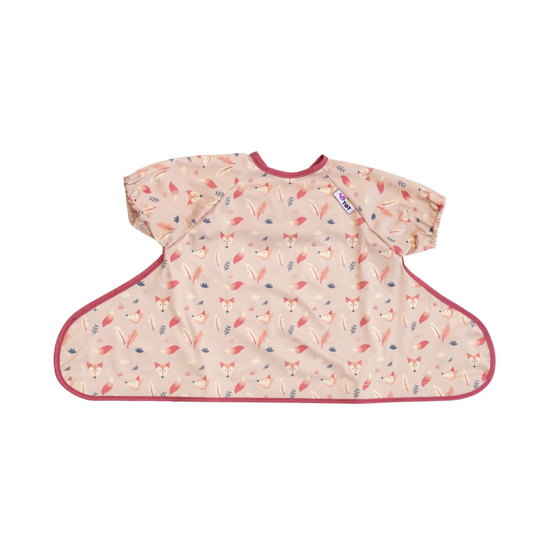 Tidy tot babete impermeável com mangas curtas raposas